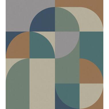 ESTAhome fotobehang cirkels in Bauhaus stijl bruin, groen en blauw