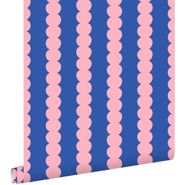 ESTAhome behang grafische print roze en blauw - 50 x 900 cm