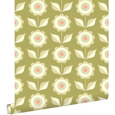 ESTAhome behang bloemen groen - 50 x 900 cm