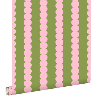 ESTAhome behang grafische print roze en groen - 50 x 900 cm