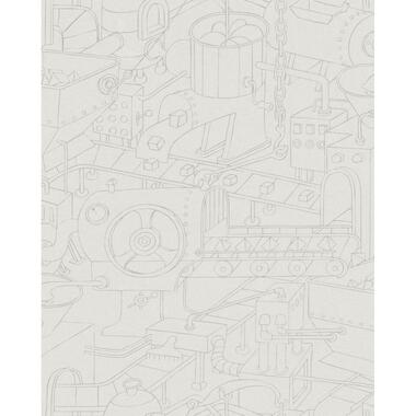 Komar fotobehang grafisch motief grijs - 250 x 200 cm