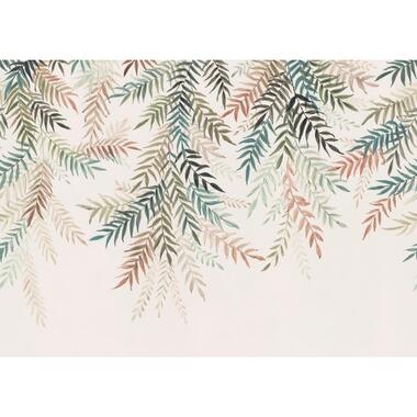 Komar fotobehang bladeren blauw en roze - 250 x 350 cm