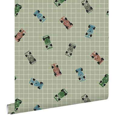 ESTAhome behang race auto's groen - 50 x 900 cm
