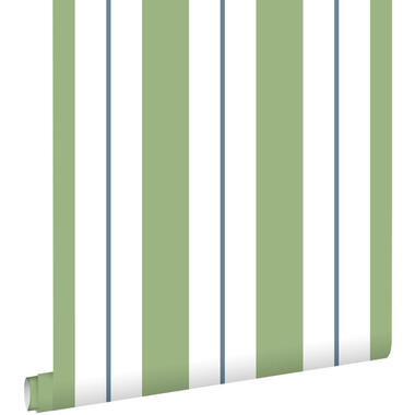 ESTAhome behang strepen groen en blauw - 50 x 900 cm