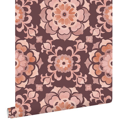 ESTAhome behang tegelmotief paars en roze - 50 x 900 cm