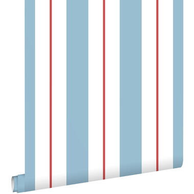 ESTAhome behang strepen blauw en rood - 50 x 900 cm