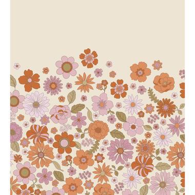 ESTAhome fotobehang retro bloemen paars en oranje - 2.5 x 2.79 m