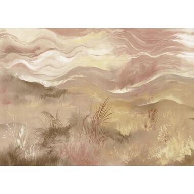 Komar fotobehang berglandschap bruin, rood en geel - 250 x 350 cm