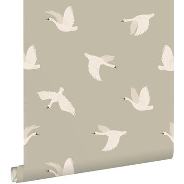 ESTAhome behang zwanen groen - 50 x 900 cm
