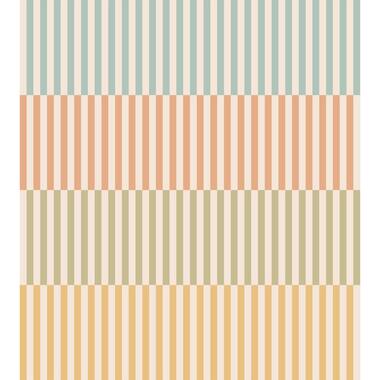 ESTAhome fotobehang strepen geel, groen, blauw en oranje - 2.5 x 2.79 m