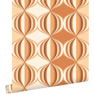 ESTAhome behang grafisch motief oranje bruin - 50 x 900 cm