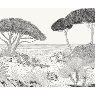 Komar fotobehang Italiaans landschap zwart wit - 250 x 300 cm