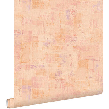 ESTAhome behang schilderachtige structuur perzik roze - 50 x 900 cm