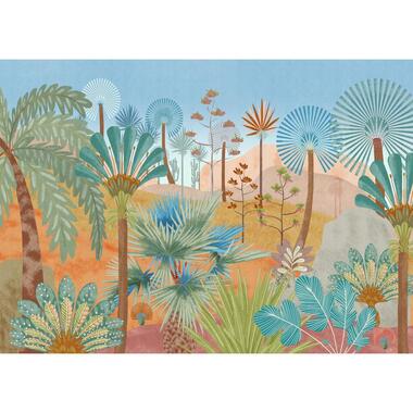 Komar fotobehang jungle-motief blauw en oranje - 250 x 350 cm