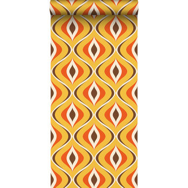 Sanders & Sanders behang retro ornamenten geel en oranje - 50 x 900 cm