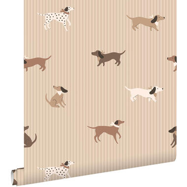 ESTAhome behang honden beige en bruin - 50 x 900 cm