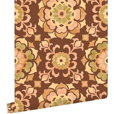 ESTAhome behang tegelmotief bruin en geel - 50 x 900 cm