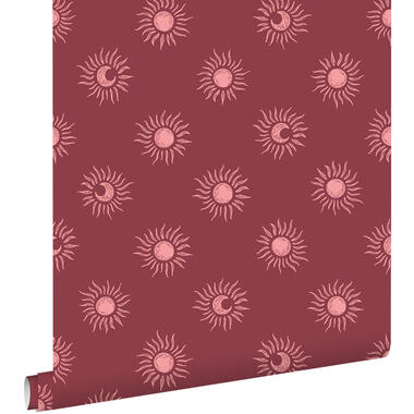 ESTAhome behang zonnetjes donker rood - 50 x 900 cm