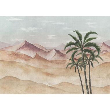 Komar fotobehang woestijn landschap geel, rood en blauw - 250 x 350 cm