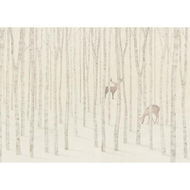 Komar fotobehang hertjes beige op wit - 250 x 350 cm