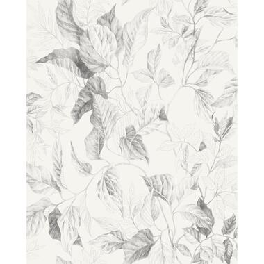 Komar fotobehang getekende bladeren zwart wit - 250 x 200 cm