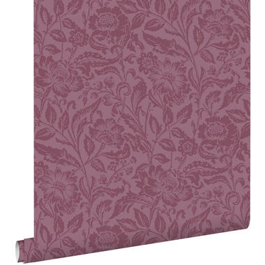 ESTAhome behang vintage bloemen aubergine paars - 50 x 900 cm