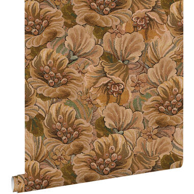 ESTAhome behang bloemmotief beige bruin - 50 x 900 cm