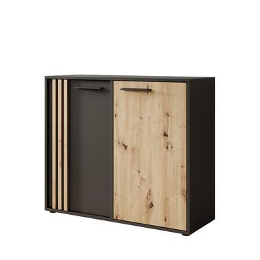 Meubella - Clover - Dressoir - Eiken/Zwart - 96x34x82 cm