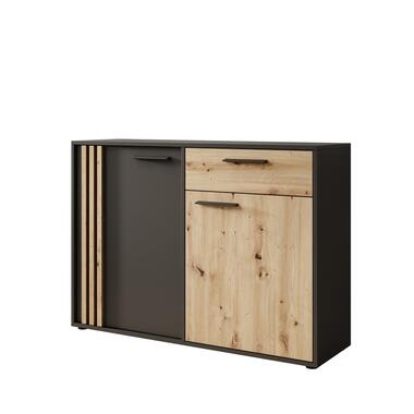 Meubella - Clover - Dressoir - Eiken/Zwart - 116x34x82 cm