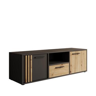 Meubella - Clover - TV-Meubel - Eiken/Zwart - 143x42x44 cm