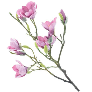 Bellatio Design Kunstbloem Magnolia tak Naomi - 92 cm - paars