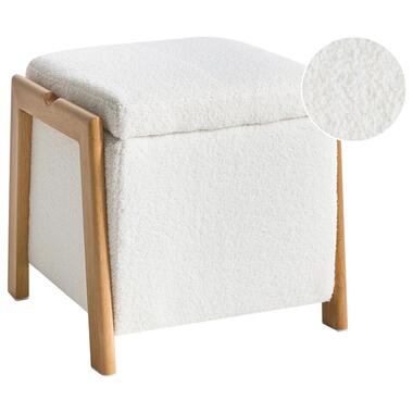 EDLAND - Poef met opbergruimte - Wit - Bouclé