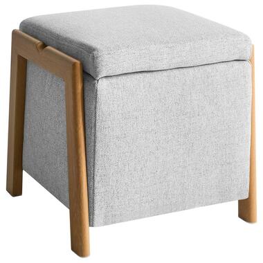 EDLAND - Poef met opbergruimte - Lichtgrijs - Stof