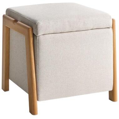 EDLAND - Poef met opbergruimte - Lichtbeige - Stof