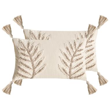 POMETIA - Sierkussen set van 2 - Beige - Katoen