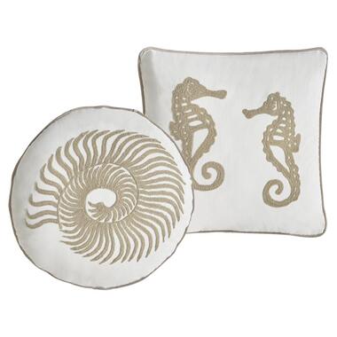 SINDORA - Sierkussen set van 2 - Wit - Katoen