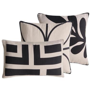 AGATHIS - Sierkussen set van 3 - Beige/Zwart - Katoen