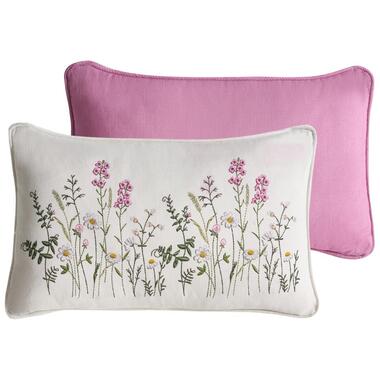 MADHUCA - Sierkussen set van 2 - Wit/Roze - Katoen