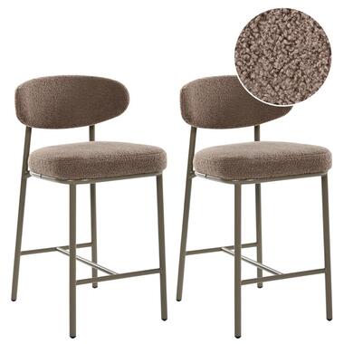 UNITY - Set van 2 barstoelen - Taupe - Bouclé