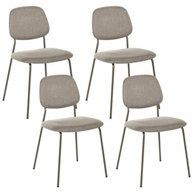 RILEY - Set van 4 eetkamerstoelen - Taupe - Polyester
