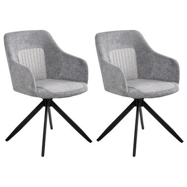 LIKELY - Eetkamerstoel set van 2 - Grijs - Kunstleer