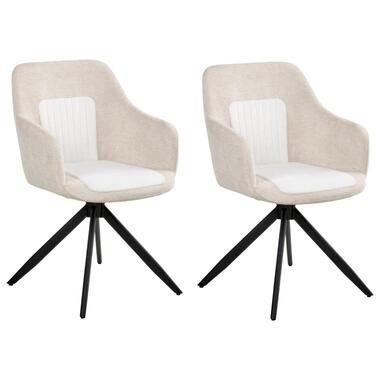 LIKELY - Eetkamerstoel set van 2 - Lichtbeige - Kunstleer