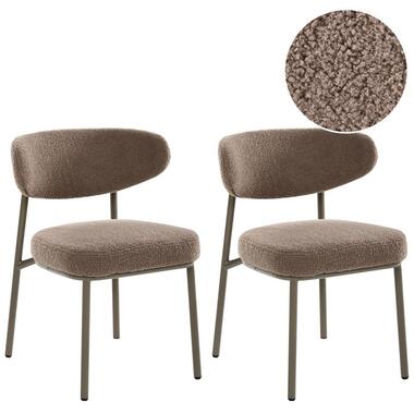 UNITY - Set van 2 eetkamerstoelen - Taupe - Bouclé