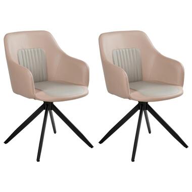 LIKELY - Eetkamerstoel set van 2 - Zandbeige - Kunstleer