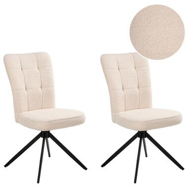 RYAN - Eetkamerstoel set van 2 - Lichtbeige - Bouclé