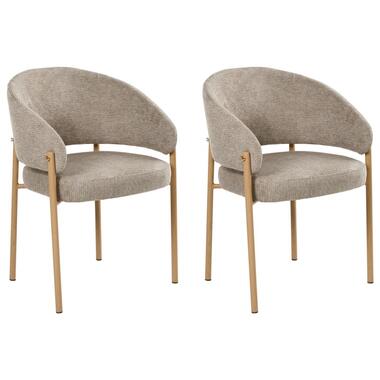 ZANE - Eetkamerstoel set van 2 - Taupe - Stof