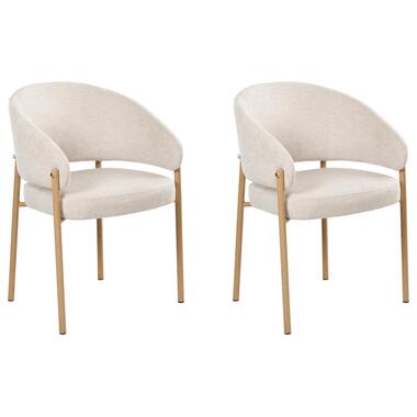 ZANE - Eetkamerstoel set van 2 - Lichtbeige - Stof