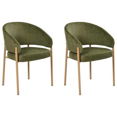 ZANE - Eetkamerstoel set van 2 - Groen - Stof