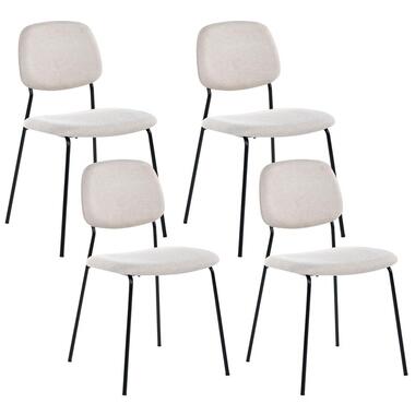 RILEY - Set van 4 eetkamerstoelen - Lichtbeige - Polyester