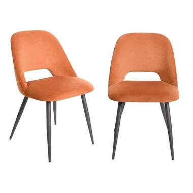 AIMABLE Set van 2 stoffen woonkamerstoelen - Oranje - 50x58x81,5 cm